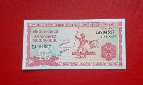 Billet burundi 20 francs - 20,