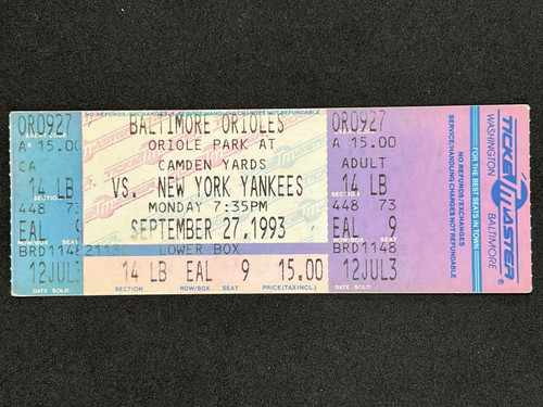 Biglietto 1993 ny - 27-09-1993,